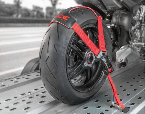 ACEBIKES TyreFix Pro ZGMO6 – Motorrad-Zurrgurt-Set mit Druckratsche, 50 mm, für Vorder- & Hinterrad