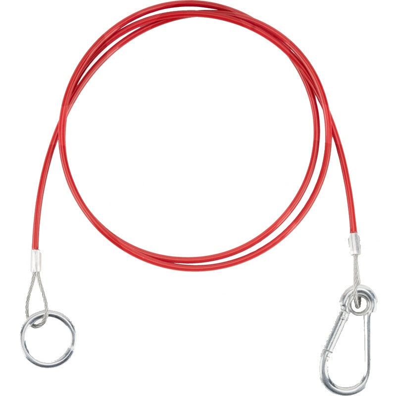 Rotes Abreißseil 1450 mm mit Karabinerhaken und Ring für gebremste Anhänger