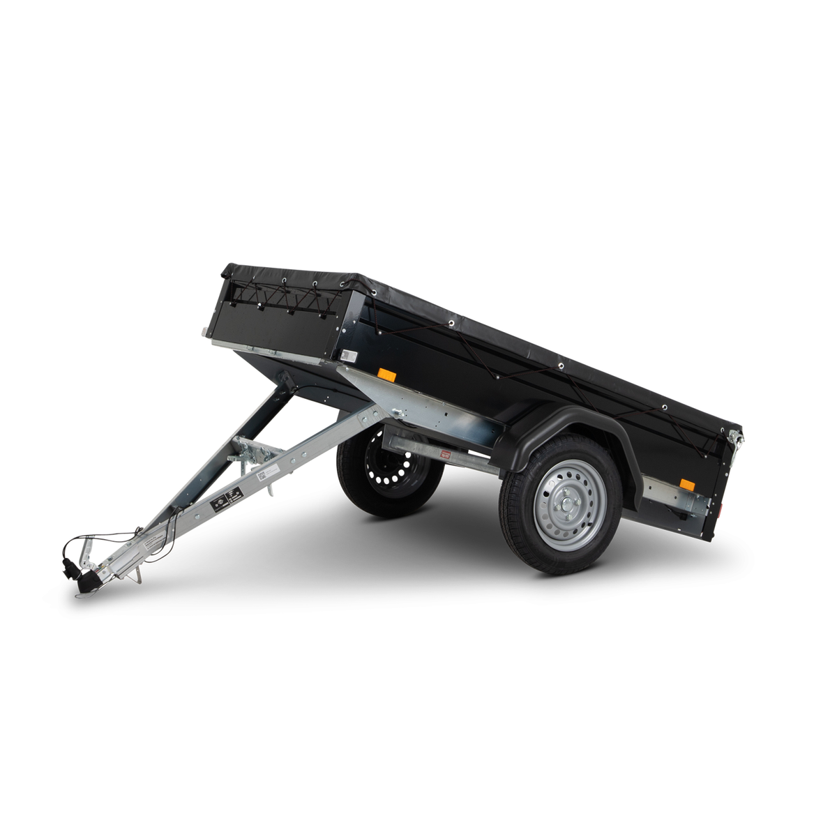Kastenanhänger 750 kg Tieflader mit Kippdeichsel in RAL 9005 von STEMA, Nutzmaß 201 × 108 cm