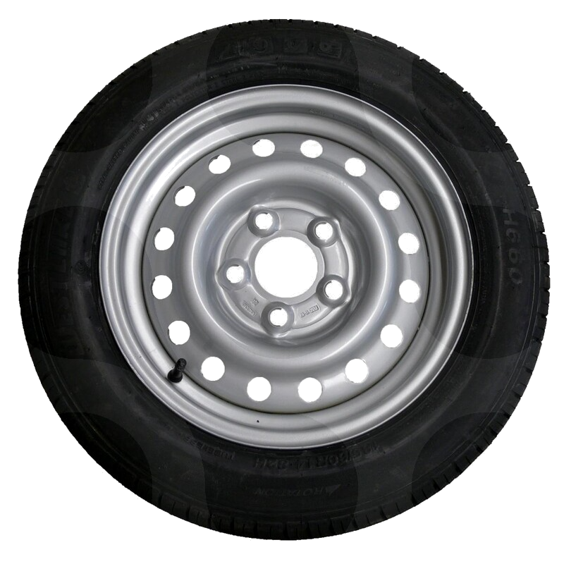 Anhänger-Komplettrad 175/70 R13 mit KENDA KR209 auf silberner Stahlfelge 4,5J × 13, Lochkreis 5 × 112