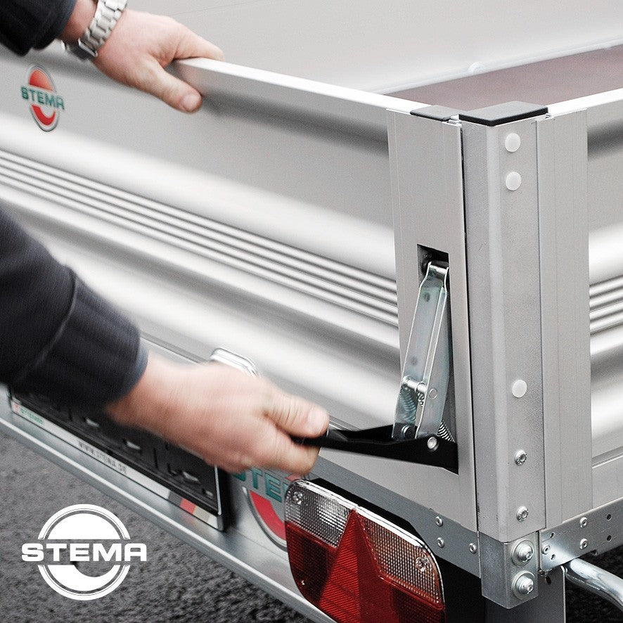 Kastenanhänger 1.300 kg Alu Tieflader von STEMA, Nutzmaß 251 × 128 cm