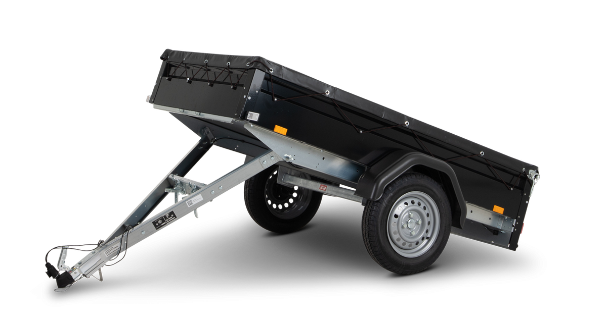 Kastenanhänger 750 kg Tieflader mit Kippdeichsel in RAL 9005 von STEMA - Nutzmaß (L × B): 201 × 108 cm