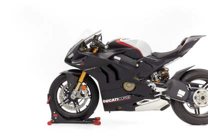 ACEBIKES Kurze Motorradstandschiene mit Wippe – SteadyStand für Reifen 90-130 mm, 15-19 Zoll