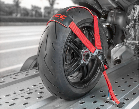 ACEBIKES TyreFix Pro Motorrad-Zurrgurt-Set mit Druckratsche für Vorder- und Hinterrad