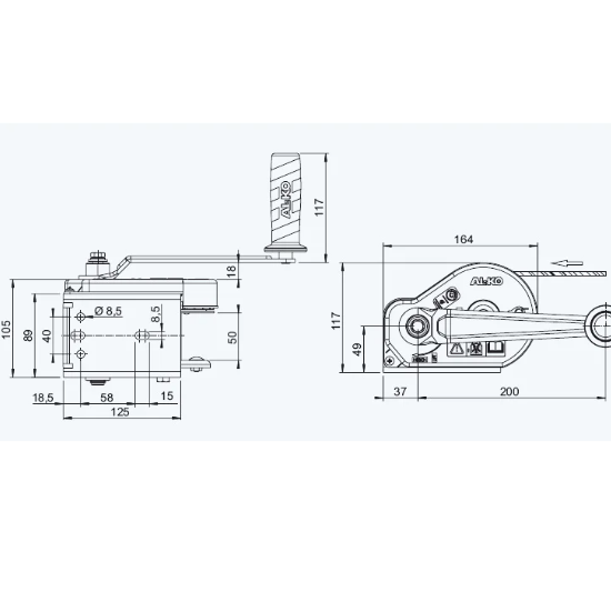 AL‑KO Seilwinde 351 Plus – 350 kg – Handseilwinde mit Lastdruckbremse (ohne Seil/Band)