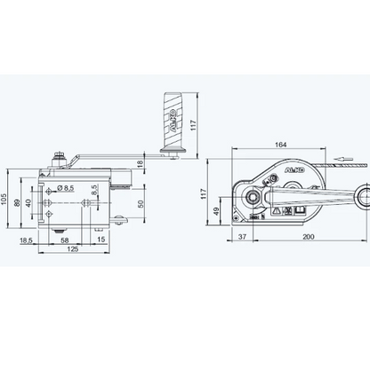 AL‑KO Seilwinde 351 Plus – 350 kg – Handseilwinde mit Lastdruckbremse (ohne Seil/Band)