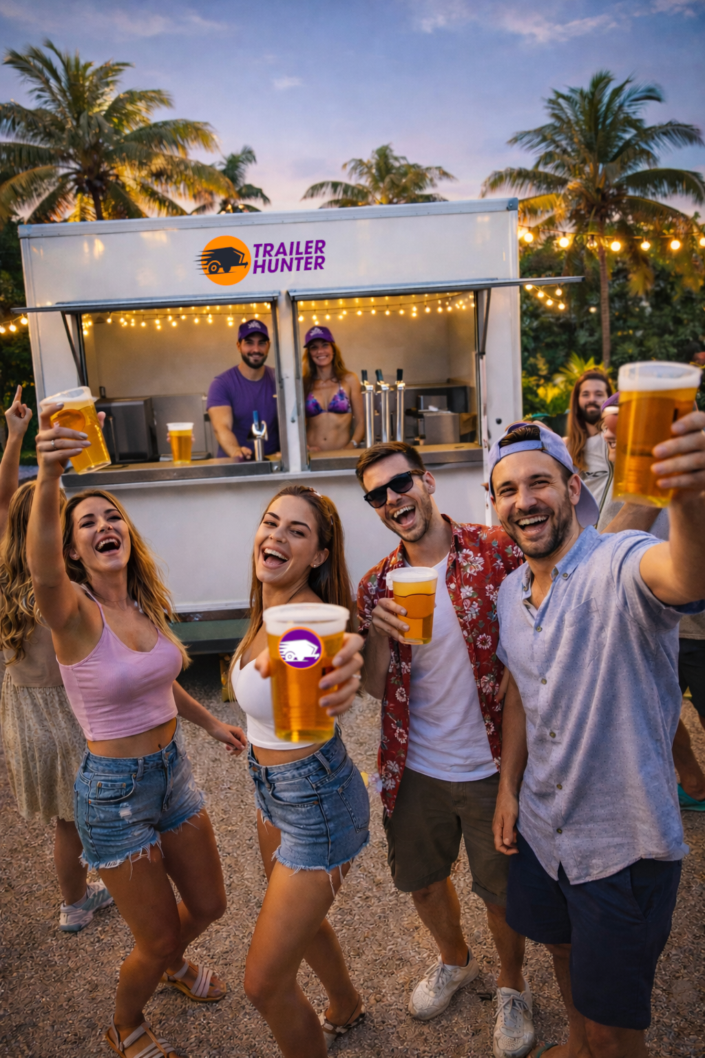 TRAILER HUNTER Bieranhänger - 1.3000 kg Kofferanhänger mit Verkaufsklappen - Gebremst