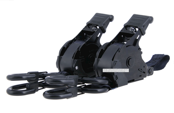 Automatik-Spanngurte 2er Set 3,65 m – 25 mm LC 340 daN mit S-Haken