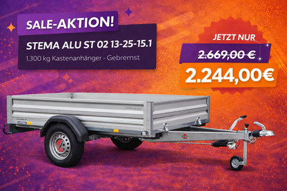 STEMA ALU ST O2 13-25-15.1 - 1.300 kg Kastenanhänger - Gebremst