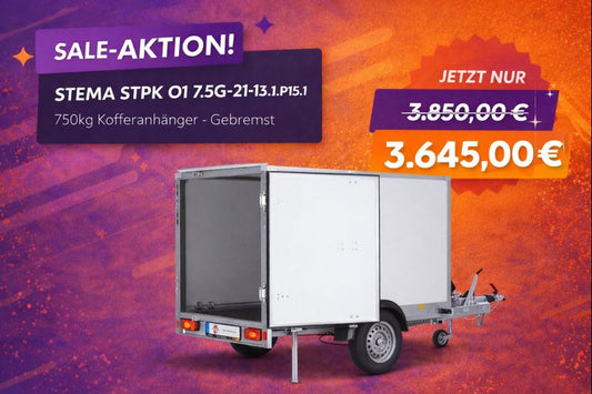 Kofferanhänger 750 kg Tieflader von STEMA - Nutzmaß (L × B): 214 x 132 cm