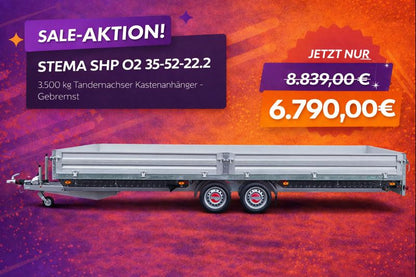 Kastenanhänger 3.500 kg Tandemachser - Nutzmaße: 510 × 214 cm