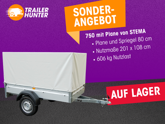 Planenanhänger 750 kg von STEMA - Nutzmaß (L × B x H): 201 × 108 x 167 cm