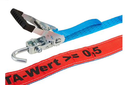 PKW-Transportgurt 3 m – 35 mm LC 1500 daN STF 330 daN mit Controller und 4 Wirbel-Haken