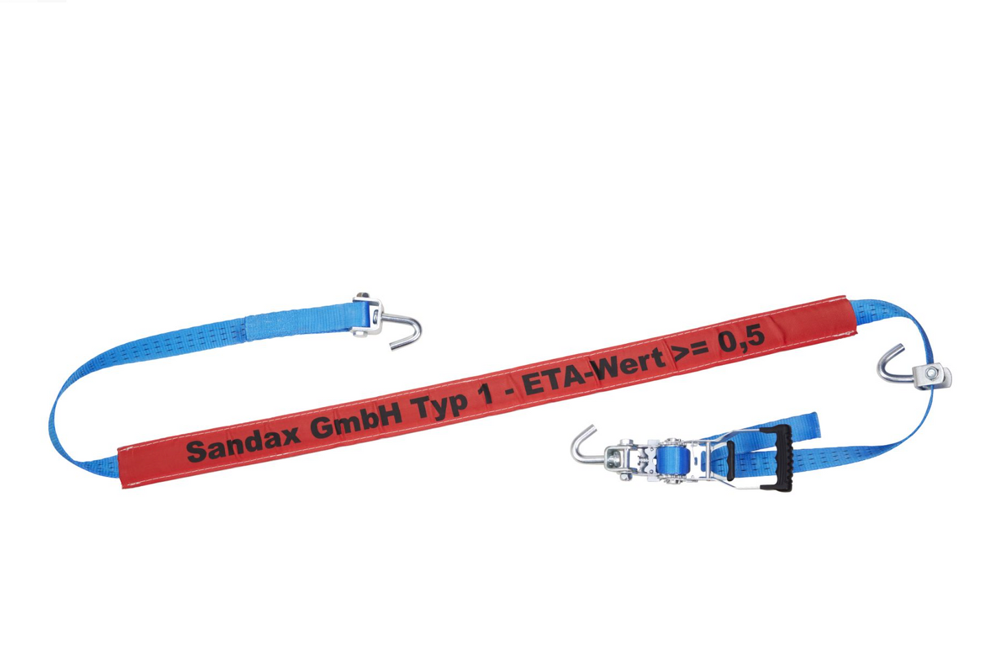 PKW-Transportgurt 3 m – 35 mm LC 1500 daN STF 330 daN mit Controller und 4 Wirbel-Haken