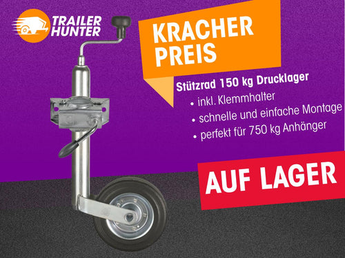 Bundle: Winterhoff Stützrad 150 kg + Premium Stützklemme 48 mm (48‑mm‑Set)