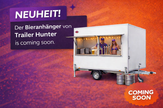 TRAILER HUNTER Bieranhänger - 1.3000 kg Kofferanhänger mit Verkaufsklappen - Gebremst