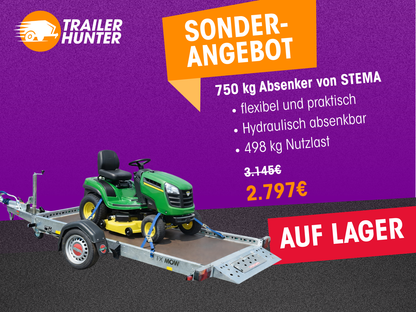Plattformanhänger absenkbar 750 kg von STEMA - Nutzmaß (L × B ): 251 × 128