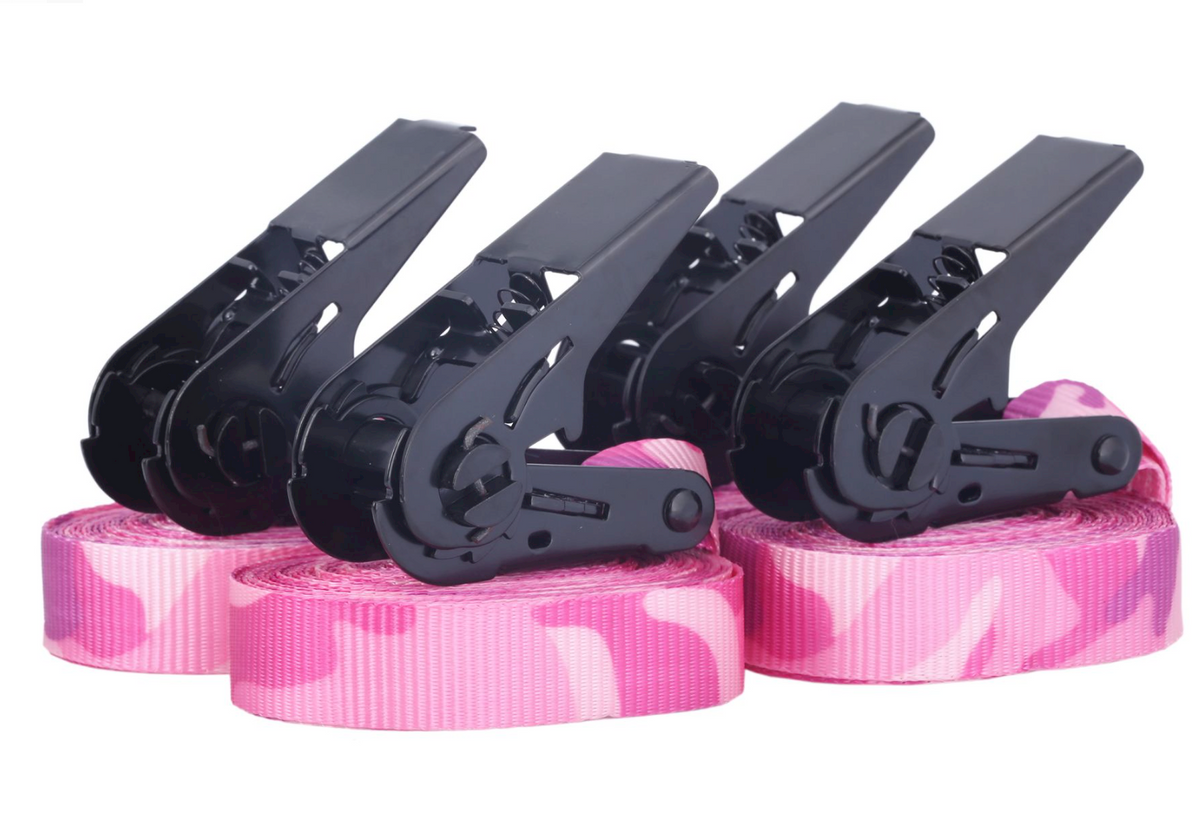 Zurrgurte 4er-Set 6 m, 25 mm, LC 900 daN, Pink Camouflage