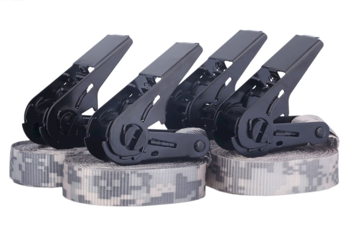 Zurrgurte 4er-Set 6 m, 25 mm, LC 900 daN, grün Camouflage
