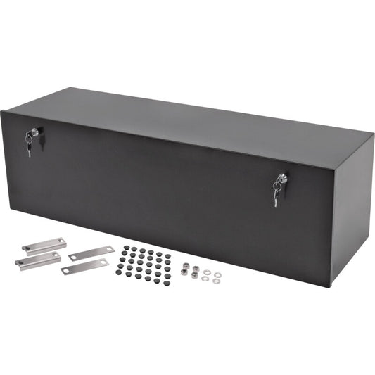 Schwarze BAWER Deichselbox aus Stahlblech, 1000 mm breit, mit Befestigungssatz