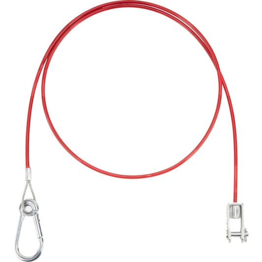 Rotes Abreißseil 1200 mm mit Karabinerhaken und Gabelkopf für gebremste Anhänger