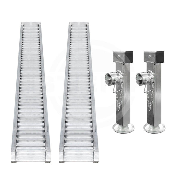 Aluminiumrampen inklusive Gleitschiene und Teleskopkurbelstützen für Hochlader 511 und 611 cm Plattformlänge (Scharniere Ø12mm) ab ca. Mitte 2022