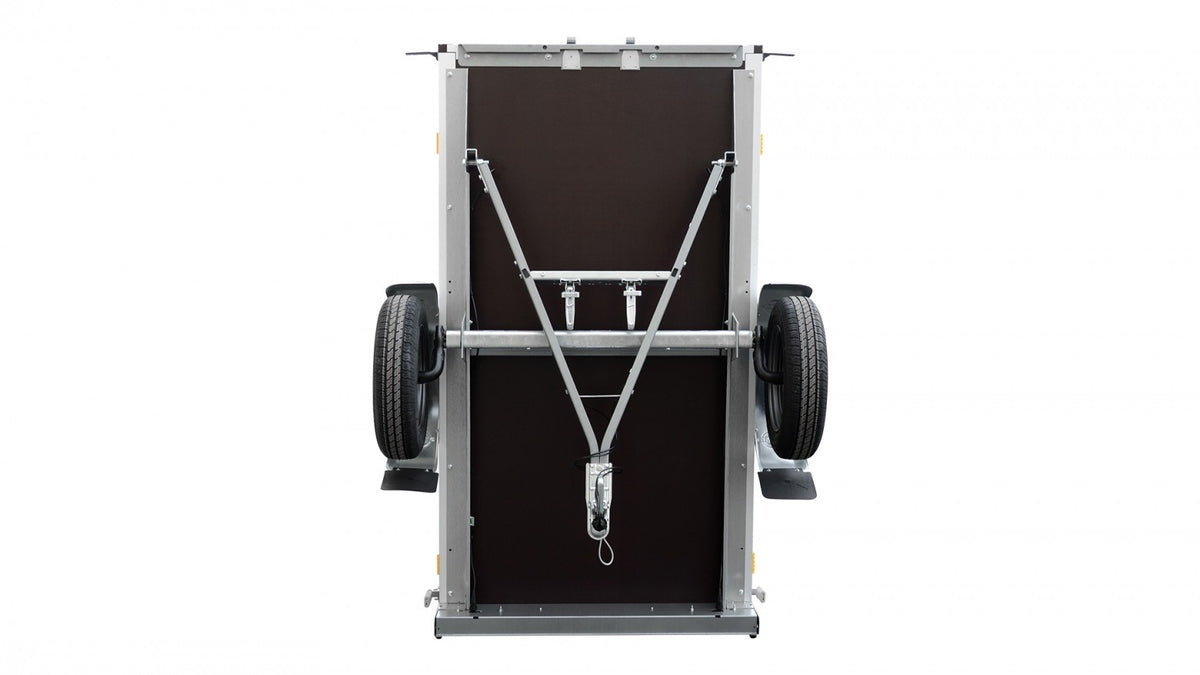 Kastenanhänger 750 kg Tieflader mit Kippdeichsel in RAL 9005 von STEMA - Nutzmaß (L × B): 201 × 108 cm
