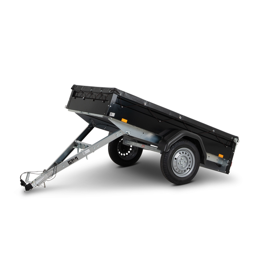 Kastenanhänger 750 kg Tieflader mit Kippdeichsel in RAL 9005 von STEMA, Nutzmaß 201 × 108 cm