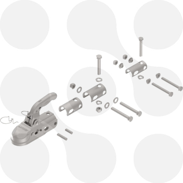 KNOTT Zugkugelkupplung K30U mit Handhebel, Steckerhalter, Distanzblechen und Schraubmaterial